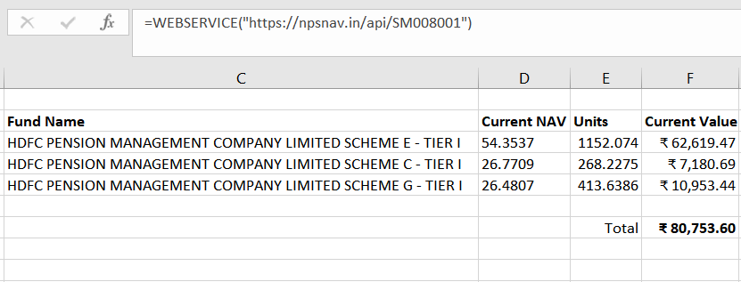 Microsoft Excel NPS NAV Example